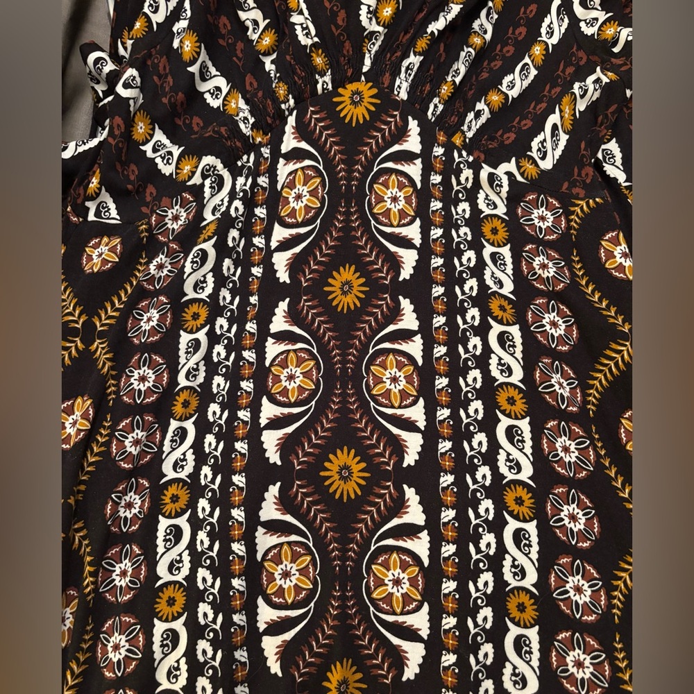 Boden Black and Brown Patterned Midi Jersey Dress - Picture 3 of 4